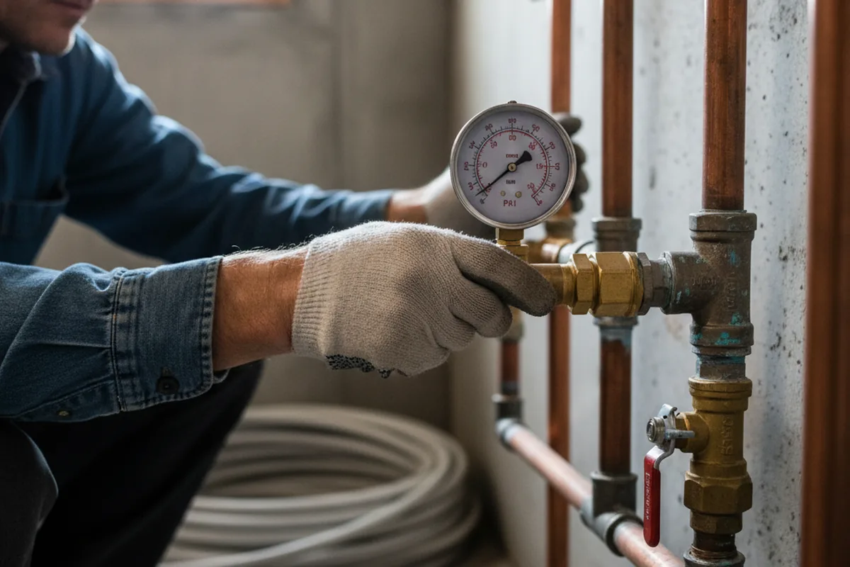 Pressure testing a repaired line during Water Line Repair in Wills Point